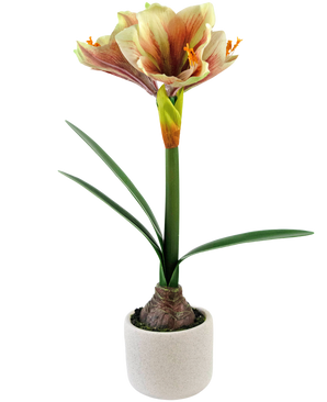 Künstliche Blume Amaryllis Rot/Gelb 48 cm