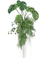 Künstliche Hängepflanze Monstera/Farnkugel 100 cm XL