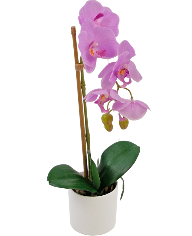 Künstliche Orchidee 42 cm rosa in weißem Topf