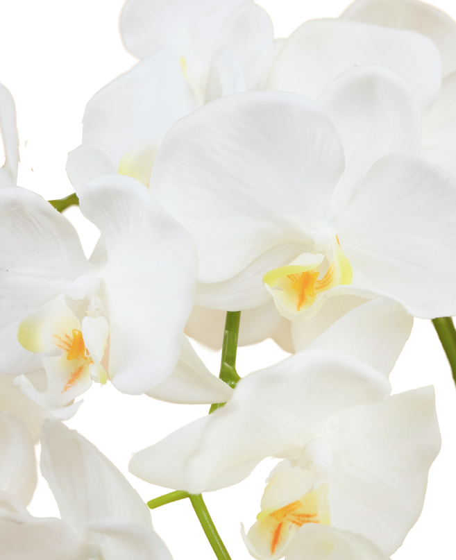 Künstliche Orchidee 118cm creme im goldenen Topf