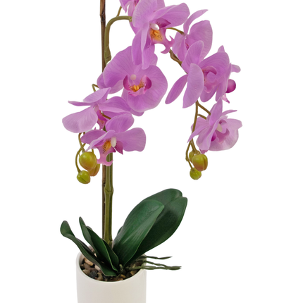 Künstliche Orchidee 52 cm rosa in weißem Topf