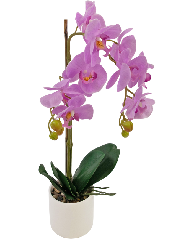Künstliche Orchidee 52 cm rosa in weißem Topf