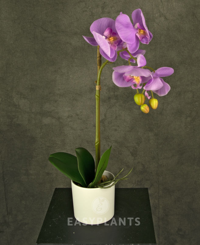 Künstliche Orchidee 42 cm rosa in weißem Topf