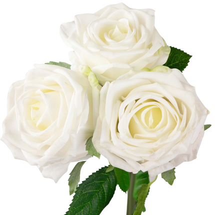 Blumenstrauß aus künstlichen Rosen Real Touch Weiß 30cm